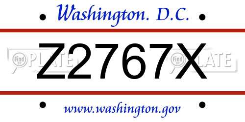 Z2767X District Of Columbia License Plate