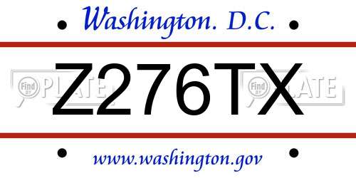 Z276TX District Of Columbia License Plate