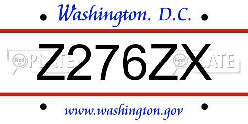 Z276ZX District Of Columbia License Plate