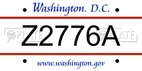 Z2776A District Of Columbia License Plate