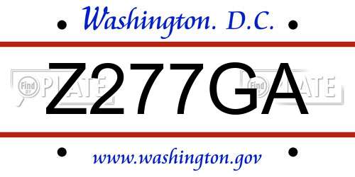 Z277GA District Of Columbia License Plate