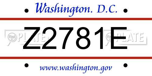 Z2781E District Of Columbia License Plate