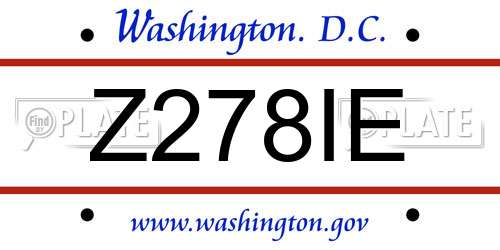 Z278IE District Of Columbia License Plate