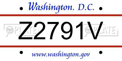 Z2791V District Of Columbia License Plate