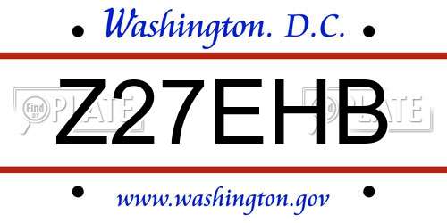 Z27EHB District Of Columbia License Plate