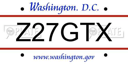 Z27GTX District Of Columbia License Plate