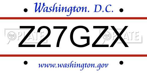 Z27GZX District Of Columbia License Plate