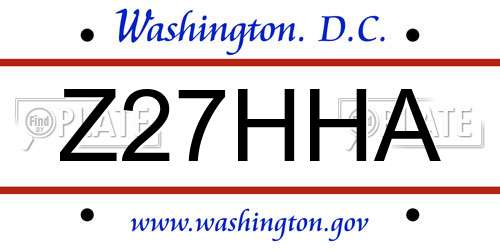 Z27HHA District Of Columbia License Plate