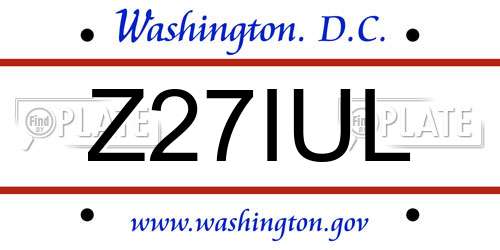 Z27IUL District Of Columbia License Plate