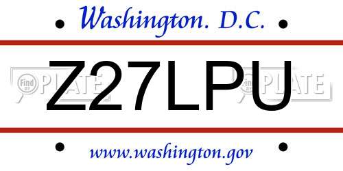 Z27LPU District Of Columbia License Plate