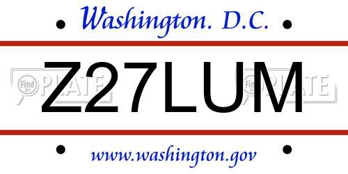 Z27LUM District Of Columbia License Plate