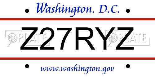 Z27RYZ District Of Columbia License Plate