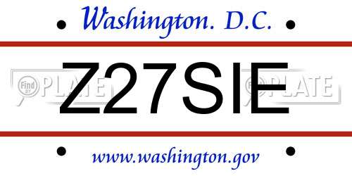Z27SIE District Of Columbia License Plate