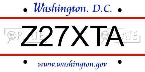 Z27XTA District Of Columbia License Plate