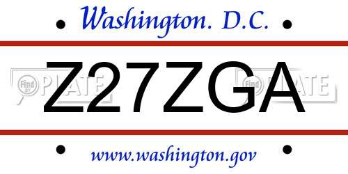 Z27ZGA District Of Columbia License Plate