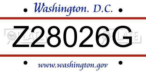 Z28026G District Of Columbia License Plate