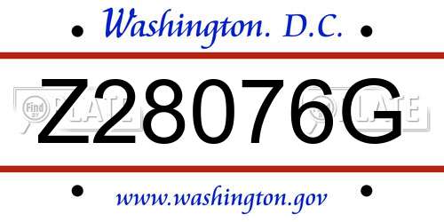 Z28076G District Of Columbia License Plate