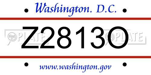 Z2813O District Of Columbia License Plate