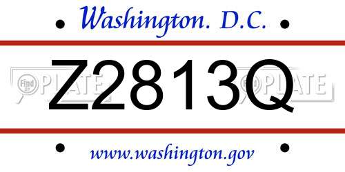 Z2813Q District Of Columbia License Plate