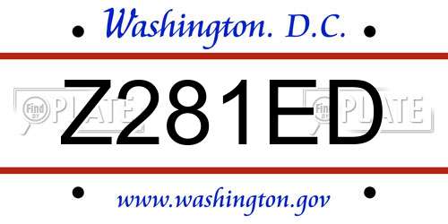Z281ED District Of Columbia License Plate