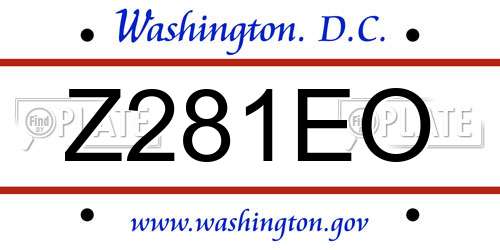 Z281EO District Of Columbia License Plate