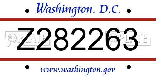 Z282263 District Of Columbia License Plate
