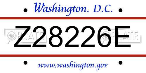 Z28226E District Of Columbia License Plate