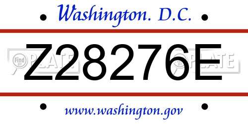 Z28276E District Of Columbia License Plate