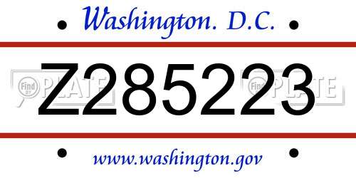 Z285223 District Of Columbia License Plate