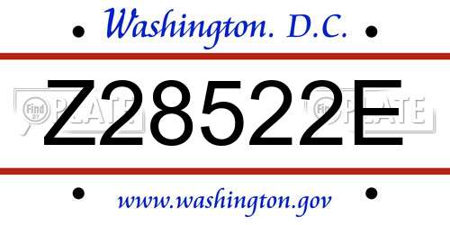 Z28522E District Of Columbia License Plate