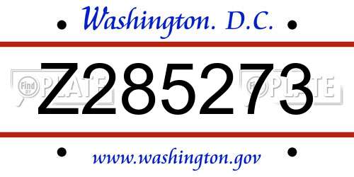 Z285273 District Of Columbia License Plate