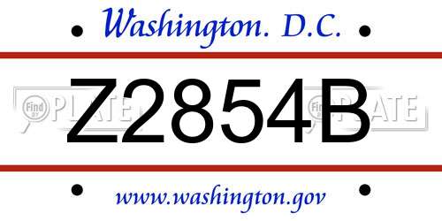 Z2854B District Of Columbia License Plate