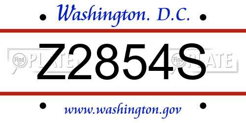 Z2854S District Of Columbia License Plate