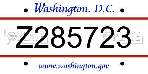 Z285723 District Of Columbia License Plate