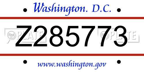 Z285773 District Of Columbia License Plate