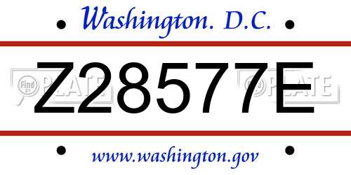 Z28577E District Of Columbia License Plate