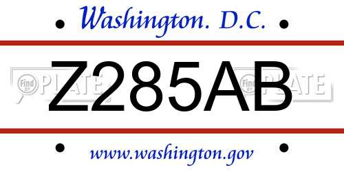 Z285AB District Of Columbia License Plate