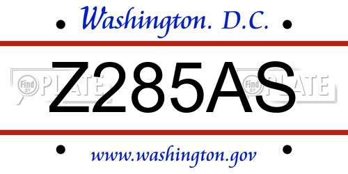 Z285AS District Of Columbia License Plate