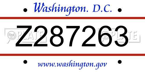 Z287263 District Of Columbia License Plate