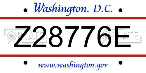 Z28776E District Of Columbia License Plate