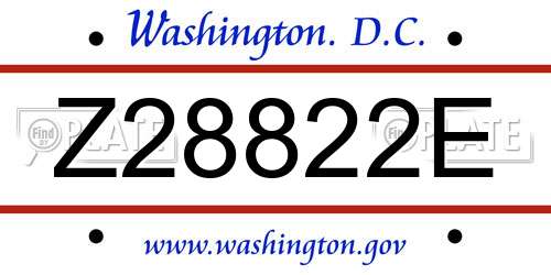 Z28822E District Of Columbia License Plate