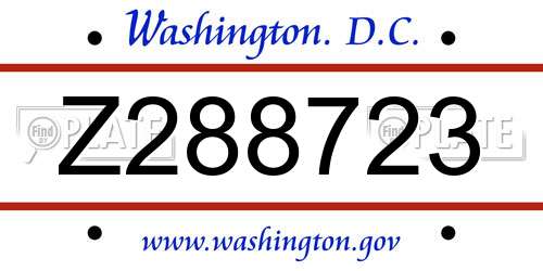 Z288723 District Of Columbia License Plate