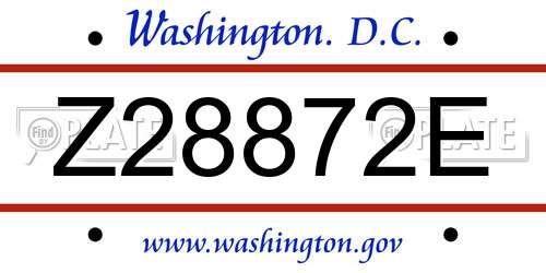 Z28872E District Of Columbia License Plate
