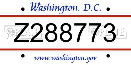 Z288773 District Of Columbia License Plate