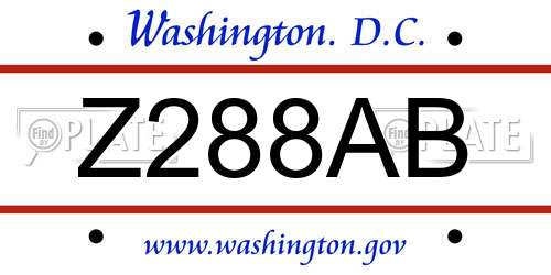 Z288AB District Of Columbia License Plate