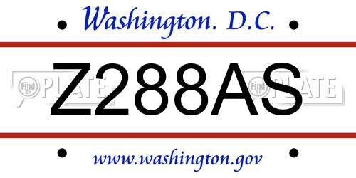 Z288AS District Of Columbia License Plate