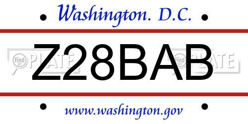 Z28BAB District Of Columbia License Plate