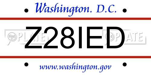 Z28IED District Of Columbia License Plate
