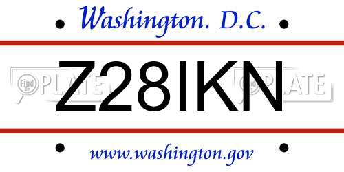 Z28IKN District Of Columbia License Plate