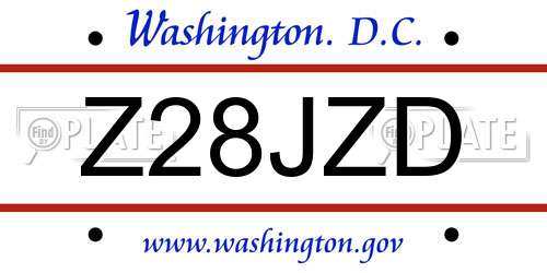 Z28JZD District Of Columbia License Plate